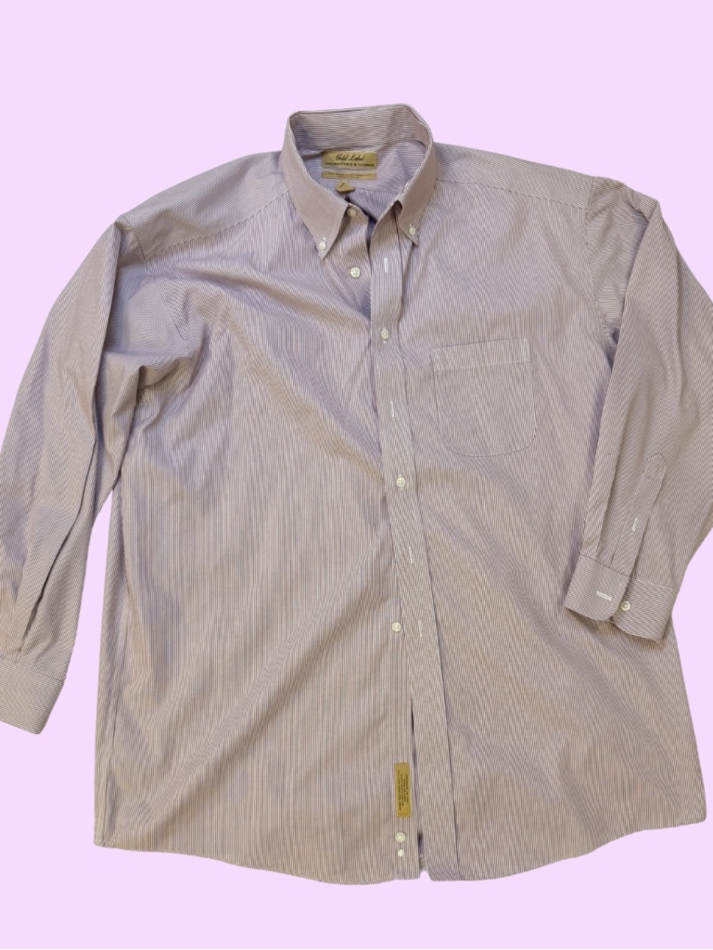 Gold Label Roundtree & Yorke Red Stripe Button-Down Dress Shirt